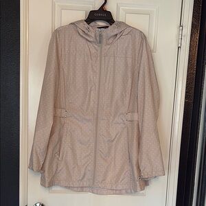 Jones New York Tan Utility Jacket with Hood and Water-Resistant Material